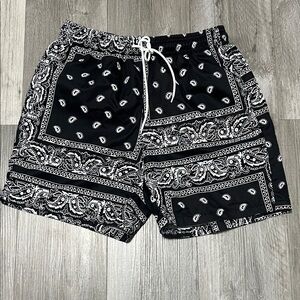 NFINITY Black and White Paisley Men's Swim Shorts